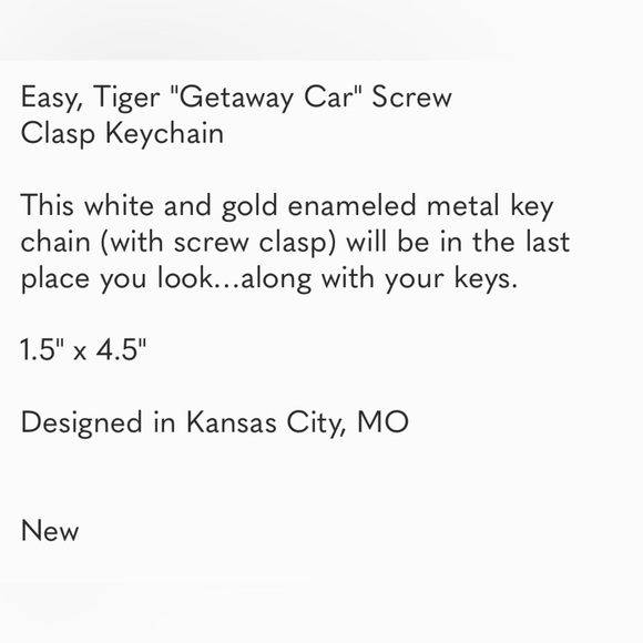 EASY, Tiger "The one that got valet" Screw Clasp Keychain NWT - Picture 4 of 6